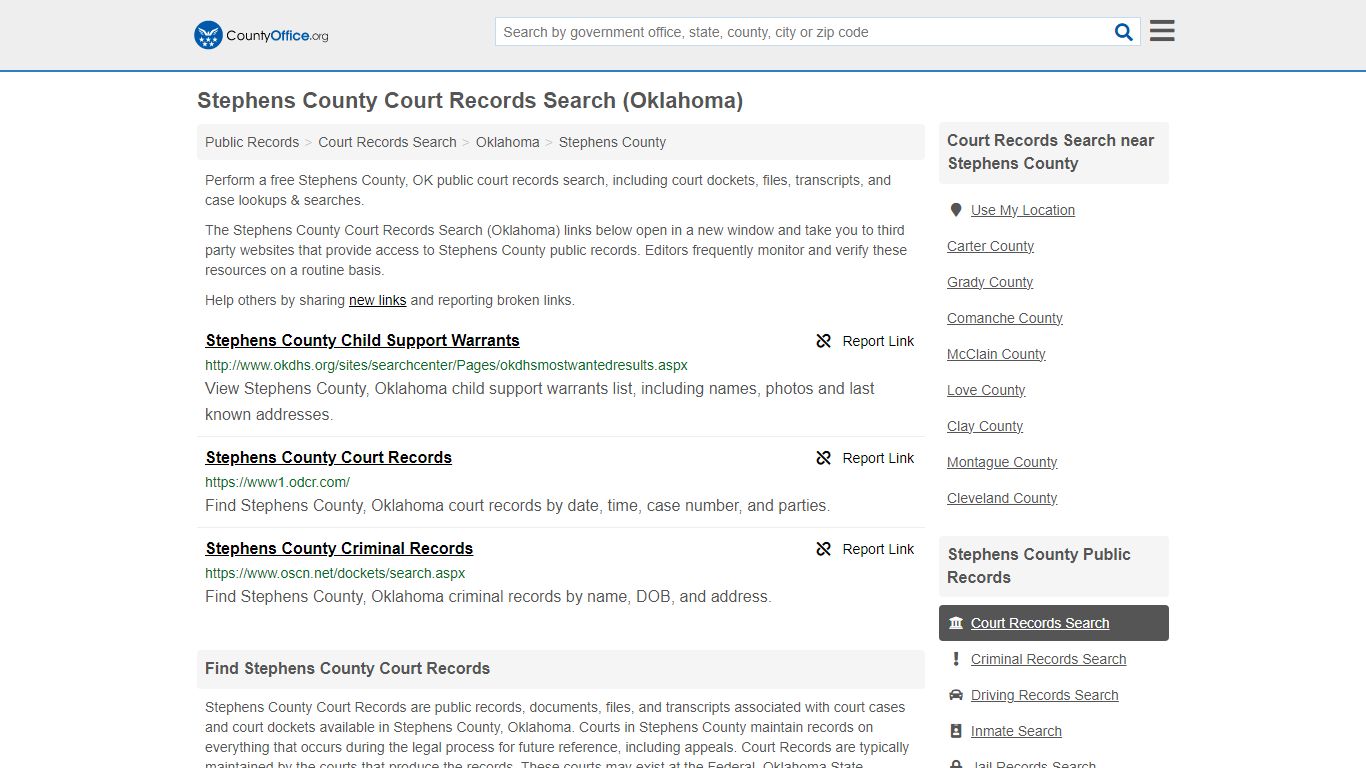 Stephens County Court Records Search (Oklahoma) - County Office