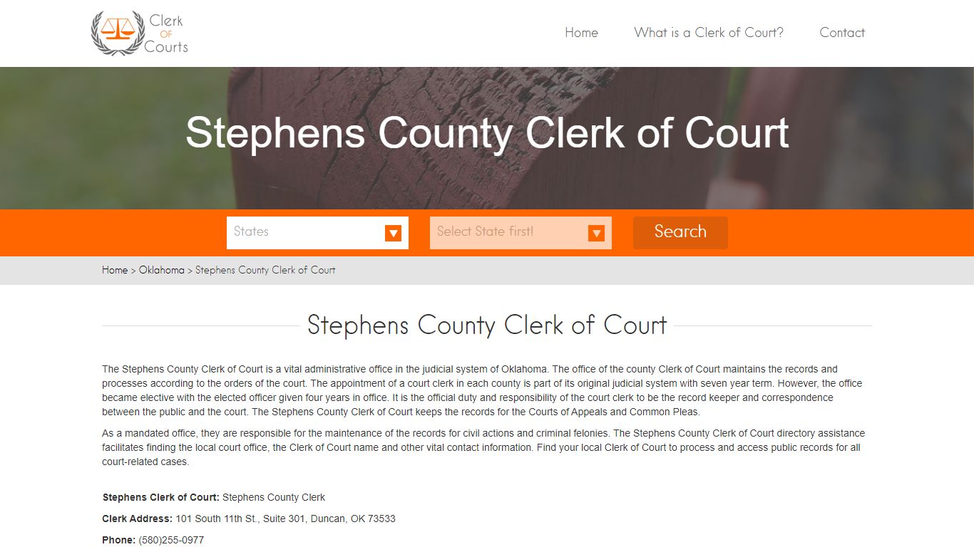 Stephens County Clerk of Court